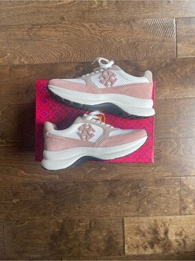 Tory Burch Kick Trainer Sneakers, New Ivory/Malva Women’s SZ 7
